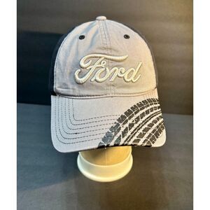 Ford Script Logo Cap – Tire Tread Bill, Two-Tone Gray & Black, Adjustable